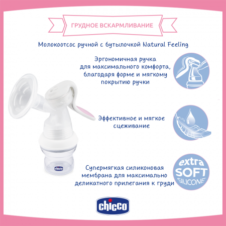 Ручной молокоотсос Chicco Natural Feeling – физиологичное сцеживание груди